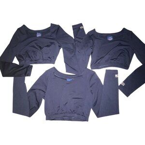 3 Adult Large Matching Cheerleader Uniform Crop Tops Dance Blue Costume Shirt